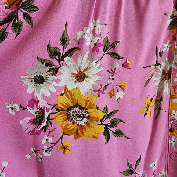 Torrid Pink Floral Challis Shirt Dress Sz 2 - Picture 4 of 12
